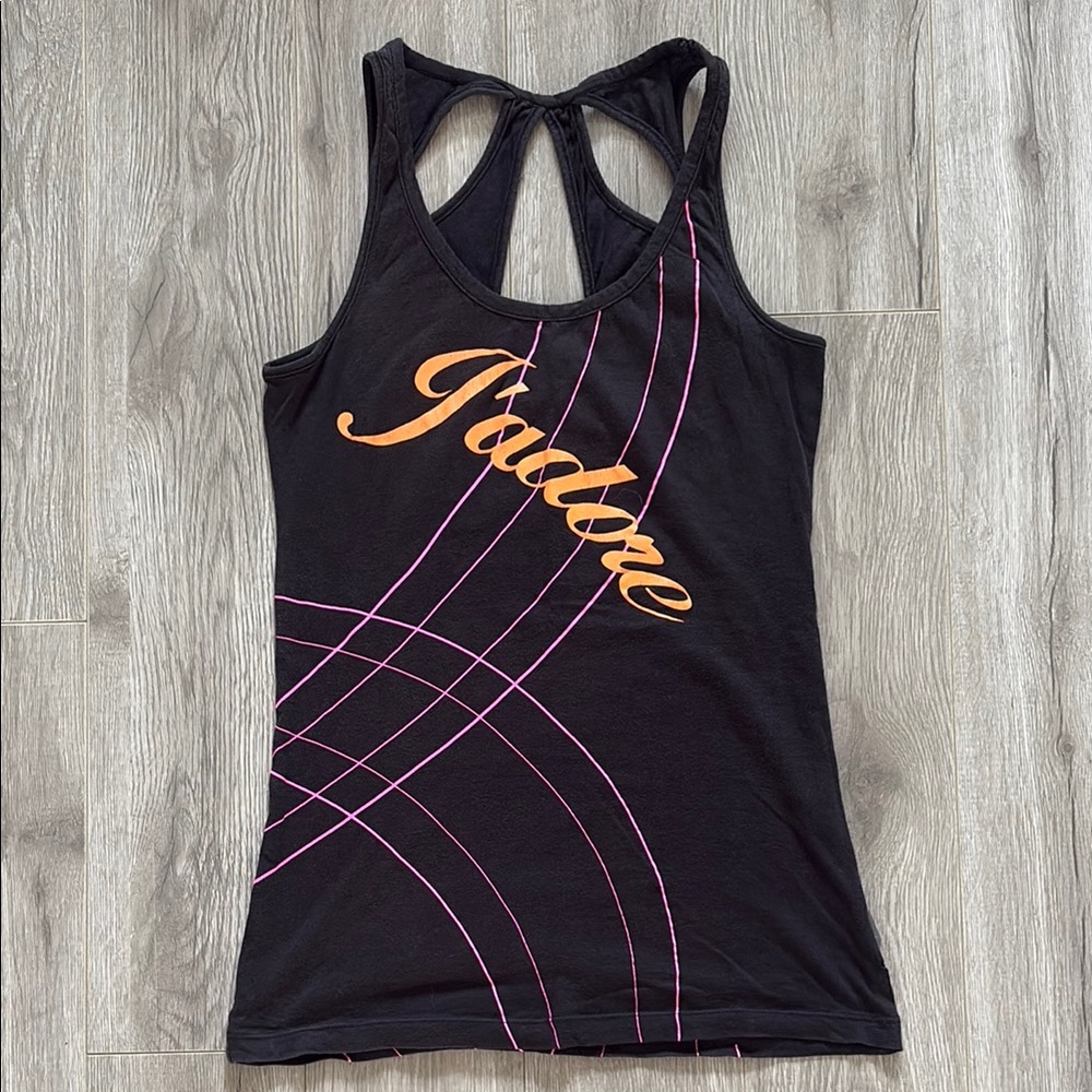 Adore Black Tank Top with Pink and Orange Accents